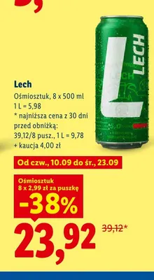 Piwo Lech 8-pak 500 ml promocja w Lidl