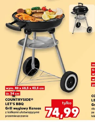 Grill węglowy Kansas COUNTRYSIDE LET'S BBQ promocja w Kaufland