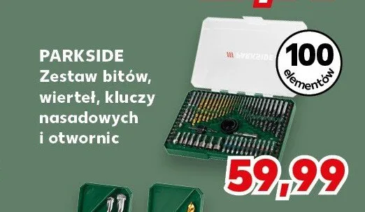 Zestaw bitów wierteł kluczy nasadowych i otwornic Parkside promocja w Kaufland