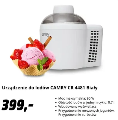 Urządzenie do lodów Camry promocja w Media Markt