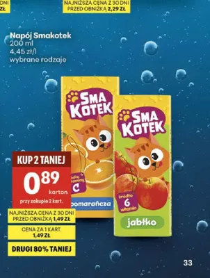 Napój Smakotek Pomarańcza promocja w Delikatesy Centrum
