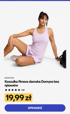 Koszulka fitness damska Domyos bez rękawów promocja w Decathlon