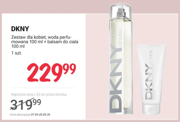 Zestaw dla kobiet DKNY woda perfumowana 100ml + balsam do ciała 100ml promocja w Rossmann
