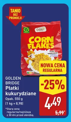 Płatki kukurydziane Golden Bridge promocja w Aldi