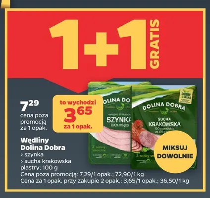 Wędliny Dolina Dobra sucha krakowska plastry promocja w Netto