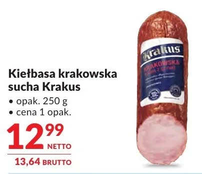 Kiełbasa krakowska sucha Krakus promocja w Makro