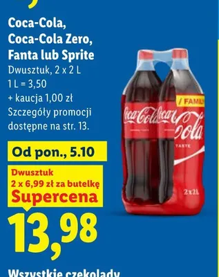 Napój gazowany Coca-Cola Zero 2-pak 2 l promocja w Lidl