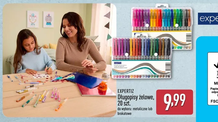 Długopisy żelowe brokatowe 20 szt. promocja w Aldi