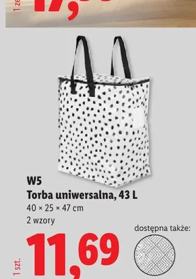 Torba uniwersalna W5 43 l 40x25x47 cm promocja w Lidl