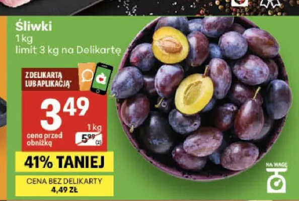 Śliwki promocja w Delikatesy Centrum