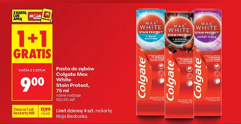 Pasta do zębów Max White Stain Protect promocja w Biedronka