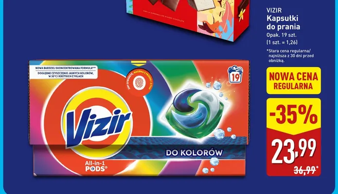 Kapsułki do prania do kolorów Vizir promocja w Aldi