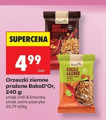 Orzeszki ziemne prażone BakaD'Or smak chili & limonka promocja w Biedronka