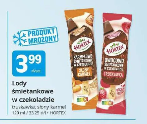 Lody śmietankowe w czekoladzie truskawka Hortex promocja w Marketvita