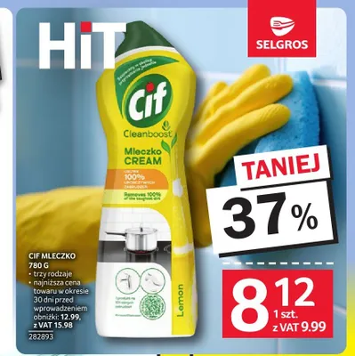 Mleczko do czyszczenia Cif Cream Lemon promocja w Selgros