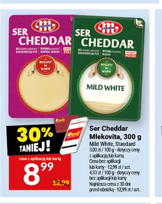 Ser Cheddar Mild White Mlekovita promocja w Twój Market