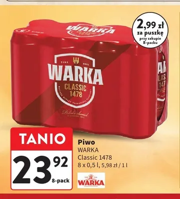 Piwo Warka Classic 1478 promocja w Intermarche