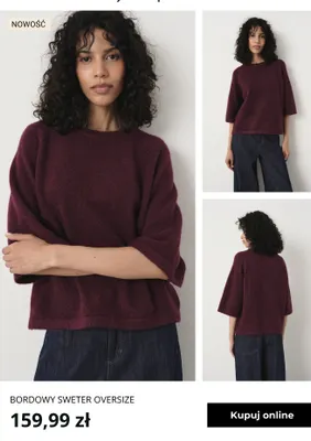 Bordowy sweter oversize Greenpoint promocja w Greenpoint