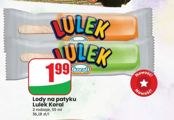 Lody na patyku Lulek niebieskie promocja w Dino