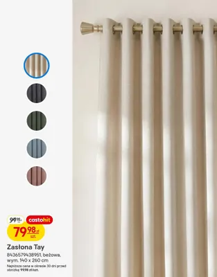 Zasłona Tay beżowa wym. 140 x 260 cm promocja w Castorama