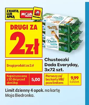 Chusteczki Dada Everyday 3-pak 72szt. promocja w Biedronka