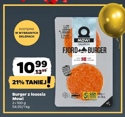 Burger z łososia Mowi 2-pak promocja w Netto