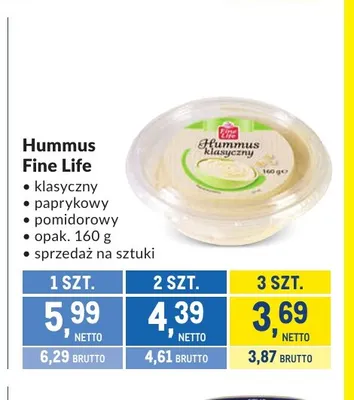 Hummus paprykowy Fine Life promocja w Makro
