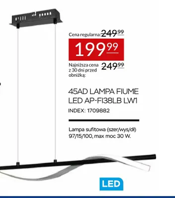 Lampa sufitowa 45AD Fiume LED AP-FI38LB LW1 promocja w Abra Meble