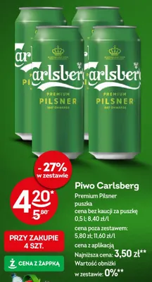 Piwo Carlsberg Premium Pilsner promocja w Żabka