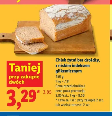 Chleb żytni bez drożdży z niskim indeksem glikemicznym promocja w Lidl