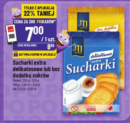Sucharki bez dodatku cukrów  promocja w POLOmarket