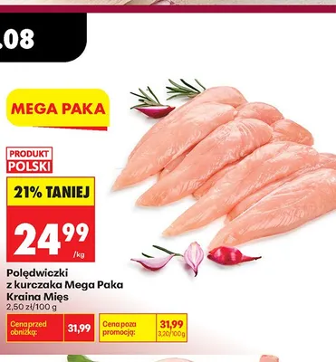Polędwiczki z kurczaka Mega Paka Kraina Mięs promocja w Biedronka