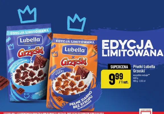 Płatki śniadaniowe o smaku czekoladowym Lubella Grześki promocja w POLOmarket