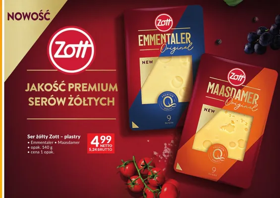 Ser żółty Zott plastry Maasdamer promocja w Makro