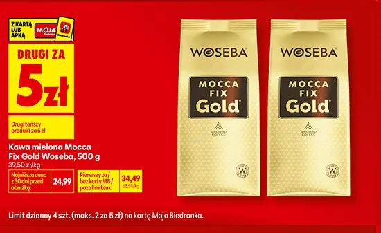 Kawa mielona Mocca Fix Gold Woseba promocja w Biedronka