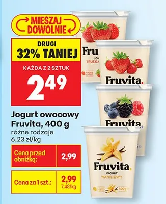 Jogurt owocowy, różne rodzaje Fruvita promocja w Biedronka