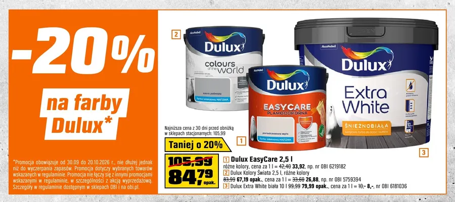 Farba Dulux Extra White biała promocja w OBI