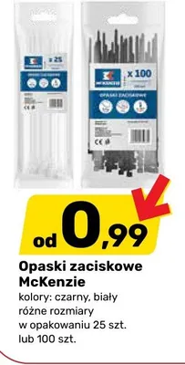 Zestaw opasek zaciskowych McKenzie biały i czarny różne rozmiary 250szt. promocja w Bricomarche