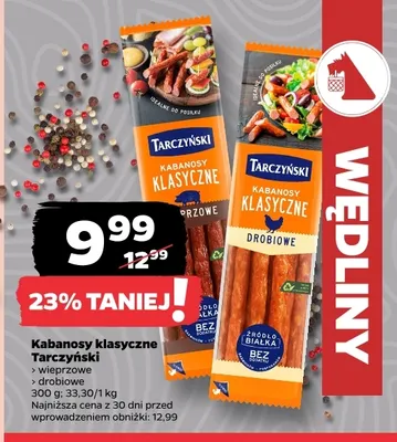 Kabanosy klasyczne wieprzowe Tarczyński promocja w Netto
