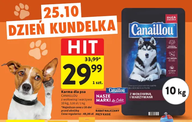 Karma dla psa z wołowiną i warzywami Canaillou promocja w Intermarche