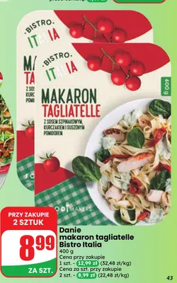 Danie makaron tagliatelle Bistro Italia promocja w Dino