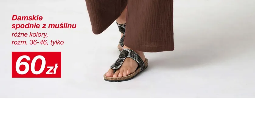 Spodnie damskie z muślinu Janina promocja w KiK