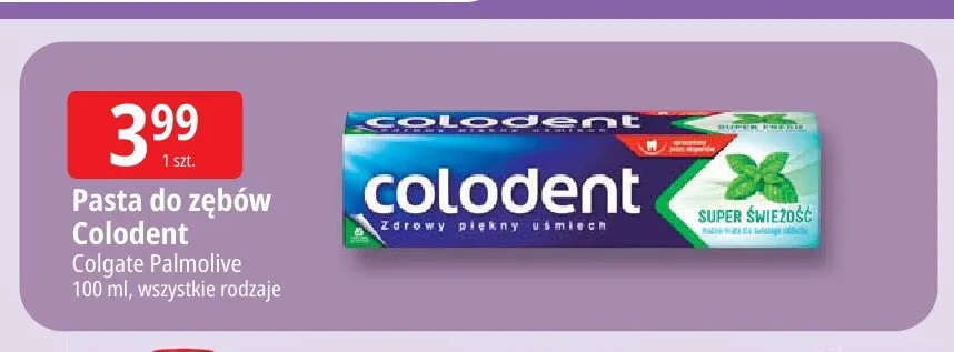 Pasta do zębów Colodent Super Świeżość promocja w Leclerc