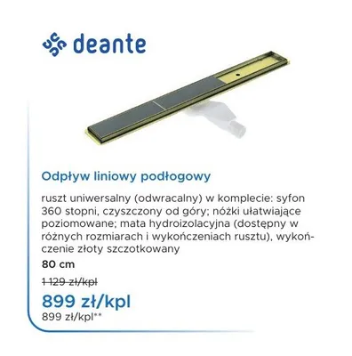 Odpływ liniowy podłogowy deante 80 cm promocja w Blu Salony Łazienek