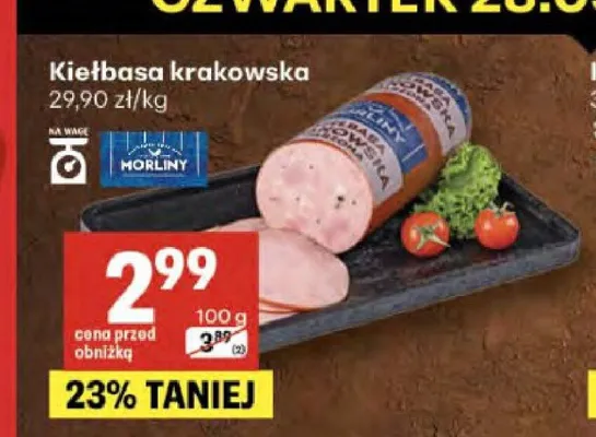Kiełbasa krakowska Morliny promocja w Delikatesy Centrum