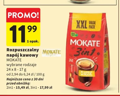 Rozpuszczalny napój kawowy Mokate promocja w Intermarche