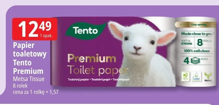 Papier toaletowy Tento Premium promocja w Leclerc