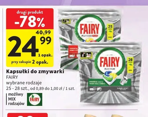 Kapsułki do zmywarki Fairy Platinum Plus promocja w Intermarche