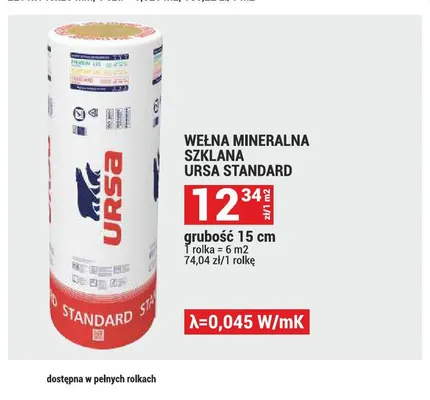 Wełna mineralna szklana Ursa Standard 15 cm promocja w Merkury Market