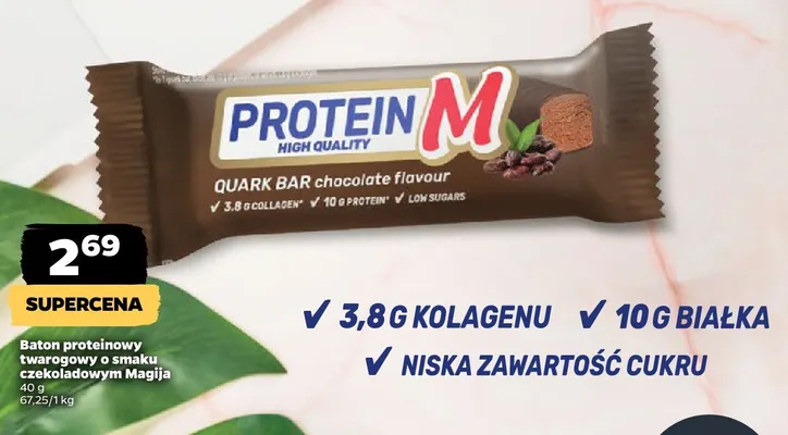 Baton proteinowy twarogowy o smaku czekoladowym Magija promocja w Netto